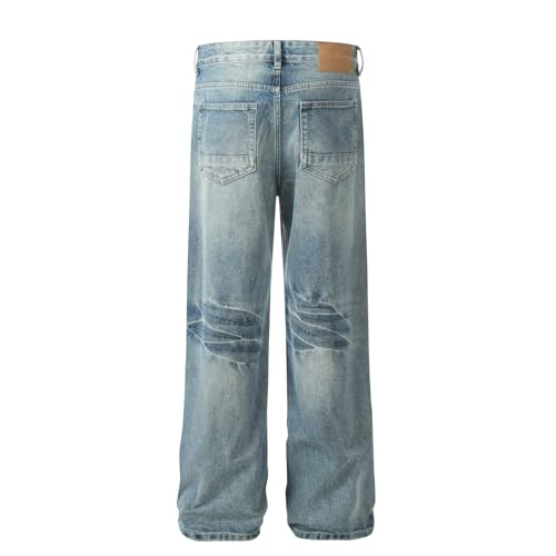 Jeans Pants Trousers Denim Retro Trendy Street Washed Blue Loose Wide Leg Casual Commuter Straight for Men4