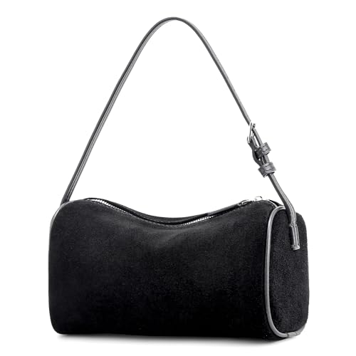 Sac à bandoulière en daim femme : petit sac à main noir et sac besace de créateur Medium
