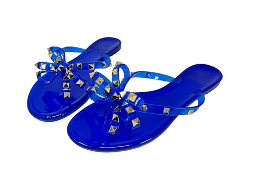 Image of TOP Moda Womens Studded Jelly Flip Flops Sandals with Bow