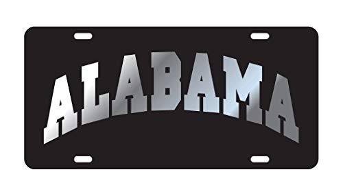 ALABAMA CRIMSON TIDE Black Mirrored Auto License Plate Tag