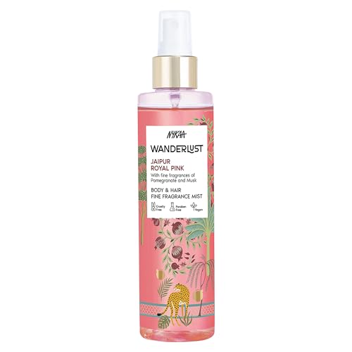 Image of Nykaa Wanderlust Jaipur Royal Pink Body & Hair Fine Fragrance I | Perfume Mist for Women - 200 ml I Bergamot and Neroli Perfume | Long-Lasting, Travel‐Friendly, Vegan,Paraben‐Free, IFRA Certified
