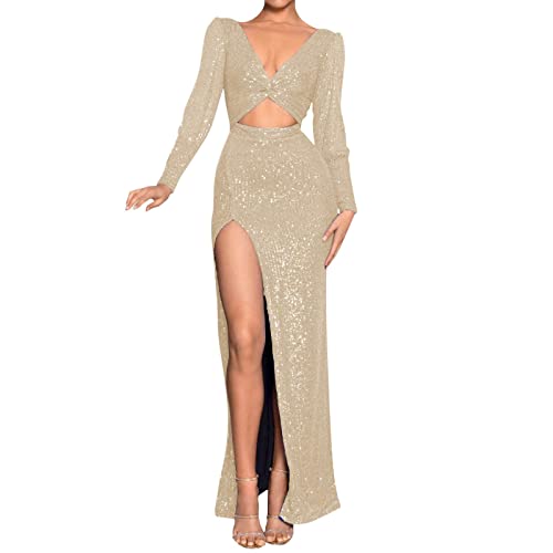 Robe de soirée sexy col V et paillettes pour gala prestigieux