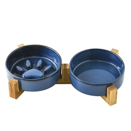 ペットボウ 陶器製早食い防止皿 肉球 早食い防止 皿 陶器 犬 猫 食器 皿 ごはん皿 エサ皿 ペットボウル フードボウル 早食い 飲み込み 吐き戻し ダイエット 肥満予防 (A)