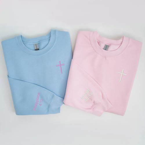 Custom Bible Verse On The Sleeve Cross Hoodie, Personalized Embroidered Cross Sweatshirt, Custom Embroidered Sweater for Couples, Personalized Dad, Mom Gift, Gift For Him, Gift For Her Multi4