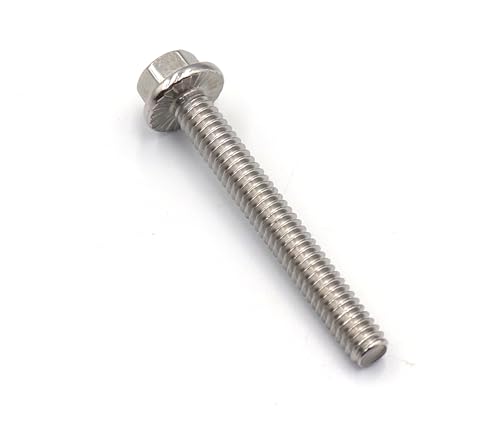 Image of cSeao 1 /4-20 x 2 inch Flanged Hex Head Bolts Flange Hexagon Screws, Stainless Steel 304, DIN 6921, 10 PCS