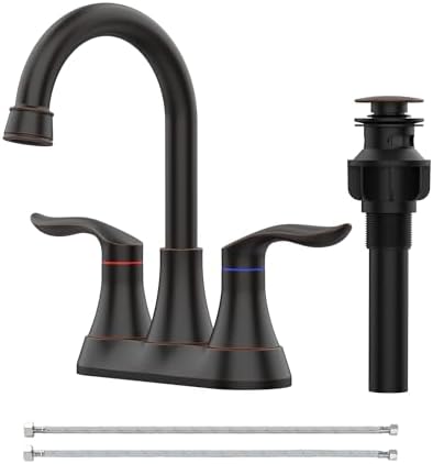 Bathroom Sink Faucet 4 Inch 2 Handle Centerset Oil Rubbed Bronze Lead - View #12