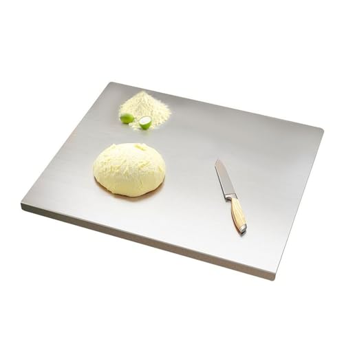 Tabla de Cortar de Acero Inoxidable 304 - Placa de Amasado de Acero Inoxidable para amasar Pizzas, Pan y Pasteles, Doble Cara - con Labios(Size:40 * 60cm)