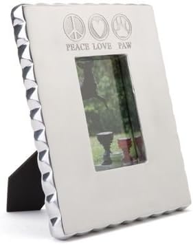 Pet Junkie "Peace, Love, Paw Pet Picture Frame for Dog and Cat Photos - Silver, 4 x 6 Photo