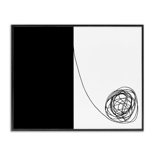 'Simple Abstract Modern Black And White'| Framed Giclee Art