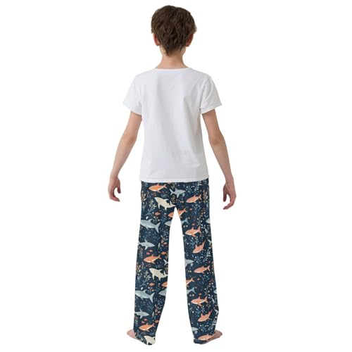 Boys' Pants Blue Ocean Sharks Leaves Long Bottoms Jogger Pants Elastic Waist Trousers with Pockets S-XL3