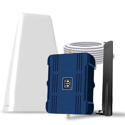 Cell Phone Booster for Home & Office - Boosts 3G/4G/5G Signal for All US Carriers, Up to 3000 Sq.Ft, Supports Band 12/17/13/5, with HD Display, FCC Approved Cell Signal Booster