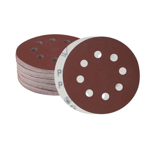 Meccion 125mm Sanding Discs 50pcs 600 Grits Sander Discs Pads 5 Inch 8 Holes Hook and Loop Sander Paper for Random Orbital Sander