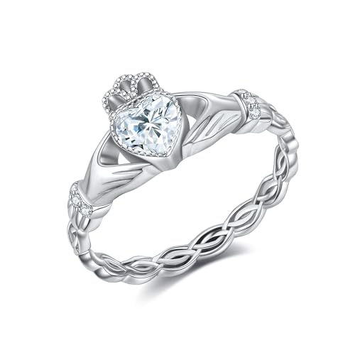 Bague Claddagh celtique au quotidien, anneau chic en argent pour femme