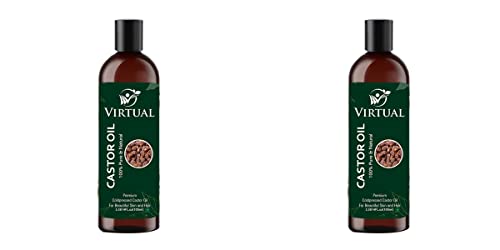Image of VIRTUAL Pure Castor Essential Oil For Stronger Hair, Body Skin Care, Moisturizing Dry Skin, Eyelash & Nails Cold Pressed Oil With No Mineral & Silicones