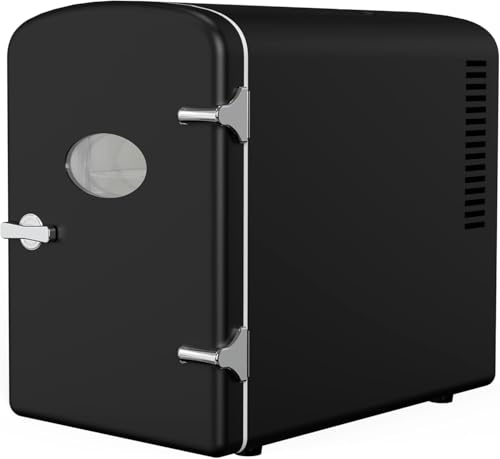 Image of Simple Deluxe 6 Liter /9 Can Mini Fridge with Observation Window, Portable Freon-Free Small Refrigerator, Compact Cooler & Warmer for Skincare, Beverage, Black