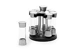 KitchenArt Spice Rack, Elite Auto-Measure Plastic Spice Carousel, 8 Spice Jars, Silver