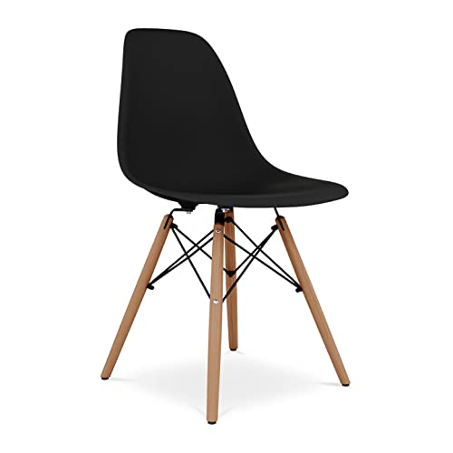 Aron Living Pyramid 17.5" Plastic And Beech Wood Dining Chair In Black #TOP1