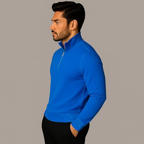 Image of Mack Jonney Men's Fleece Half-Zip High Neck Sweatshirt | Warm & Stylish Winter Wear -M4380