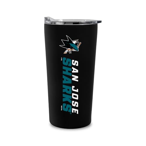 Rico Industries NHL Hockey San Jose Sharks 18oz Soft Touch, Easy Grip Tumbler