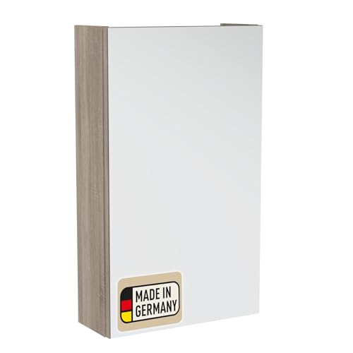 Probus Basic Spiegelschrank braun hell/Dekor Sonoma Eiche – 40 cm breit,...