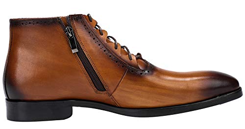 Mens Boot Lace Up Zipper Classical Oxford Leather Wing Tip Ankle Dress Boots Black Brown4
