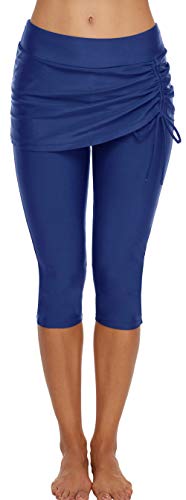 Falda natación con leggings capri integrados de baño para mujer