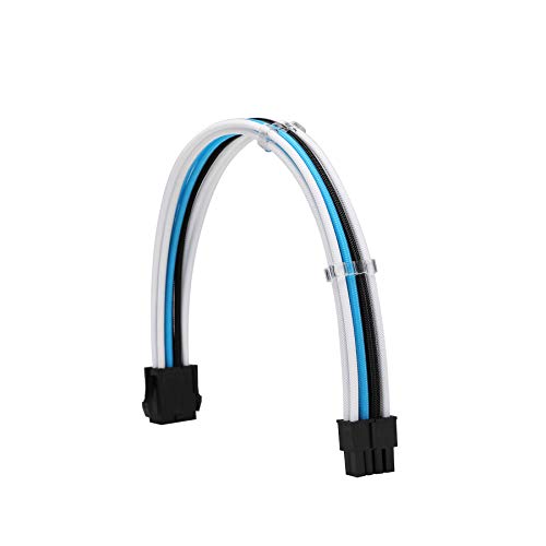 Formulamod Sleeve Extension Power Supply Cable Kit 18AWG ATX 24P+ EPS 8-P+PCI-E8-P with Combs for PSU to Motherboard/GPU Fm-NCK3 (White Black Sky Blue)