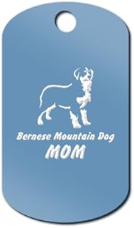 Bernese Mountain Dog Mom Engraved Keychain/GI Tag Mister Petlife Berner Light Blue