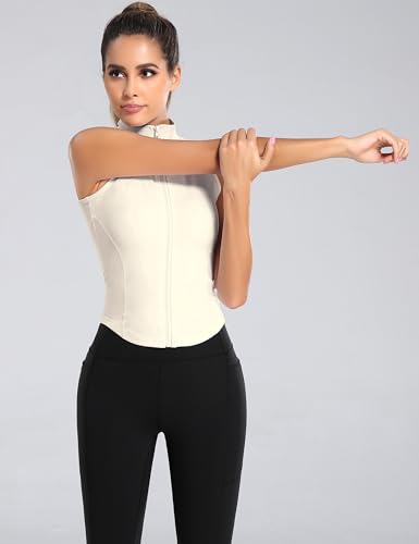 Image of Women's Workout Activewear Vests Cropped Sleeveless Yoga Athletic Golf Shirt Tank Tops