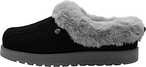 Skechers BOBS from Women's Keepsakes Ice Angel Slipper, Black/Grey, 7 W US