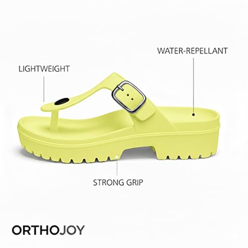 Image of ORTHO JOY Orthopedic Arch Support Sandals for Women - Comfort Slip-On Toe Post Slides with Adjustable Strap & Cushion Sole