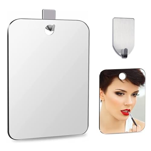 iTYOOS Specchio da Barba per Doccia,Acrílico Specchio da Bagno,Infrangibile Specchio da Trucco,Piccolo Specchio Senza Cornice,per Doccia, da Viaggio,per Doccia, da Campeggio,Include 1 Gancio Adesivo