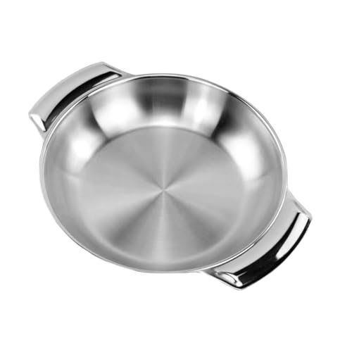 CALLARON Olla de Acero Inoxidable de 16 Cm para Cocina Doble Asa, Olla Multiusos para Mariscos y Alimentos, Recipiente Resistente a Altas Temperaturas Adecuado para Cocinar en Estufa