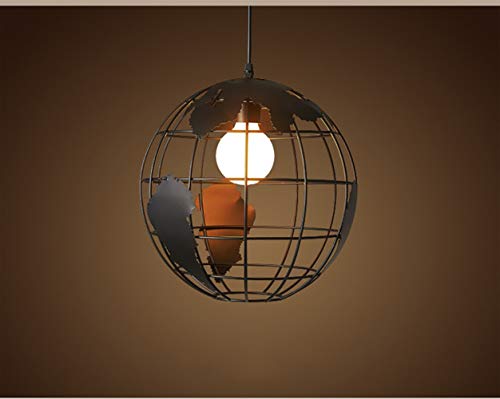 Lustre rétro globe en fer forgé noir suspension industrielle vintage E27 pour cuisine