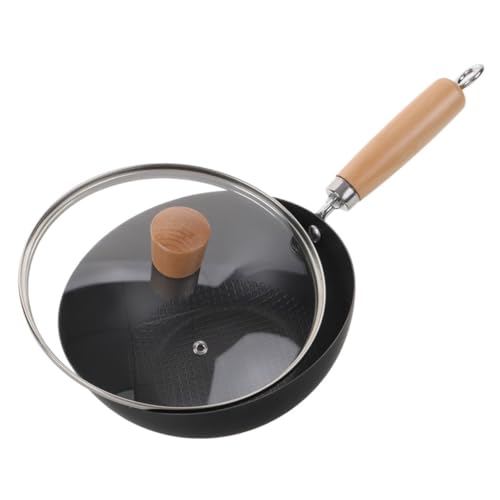 Wok de hierro fundido IMIKEYA con tapa y mango de madera miniatura 1
