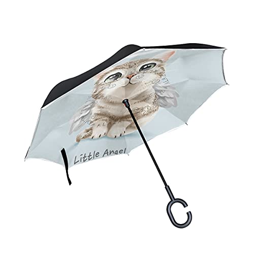 Parapluie inversé pour voiture motif chat parfait pour rester au sec sous la pluie