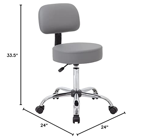 Boss Office Products Be Well Medical Spa Professional Adjustable Drafting Stool With Back, Grey #TOP2