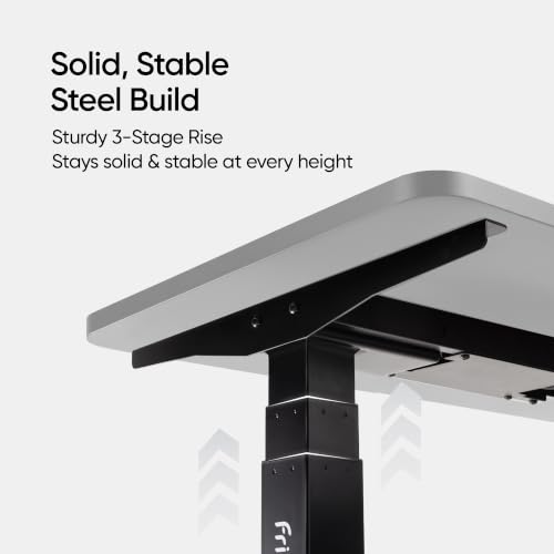 Image of Frido ErgoLuxe Electric Standing Desk, Height Adjustable Sit Stand Desk with Dual Motor, 3 Programmable Height Button & 120kg Capacity, Workstation for Home Office, Study, Gaming | Narrow- Black