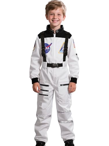 Cuteshower Kids Astronaut NASA Costume for Boys Girls Space Jumpsuit Halloween (Orange,10-12 Years)