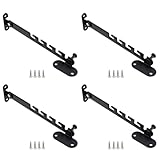 Risbay Window Restrictor Latch Window Wind Hook Carbon Steel Small Hole Limiter Adjustable Windows Locks with Mounting Screws 165mm/6.50 Inch for Various Doors and Windows, 4 Pcs (Black)