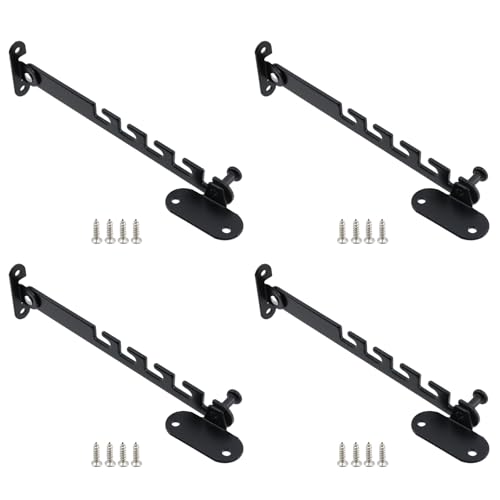 Risbay Window Restrictor Latch Window Wind Hook Carbon Steel Small Hole Limiter Adjustable Windows Locks with Mounting Screws 165mm/6.50 Inch for Various Doors and Windows, 4 Pcs (Black)