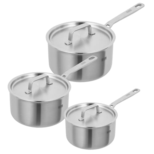 Kuhn Rikon 3-Piece Saucepan Set 16cm, 18cm & 20cm, 5-Ply Stainless Steel Pans, Oven & Dishwasher Safe Multi-Ply Saucepans with Stainless Steel Lids, Saucepans for Induction Hobs - Culinary Fiveply