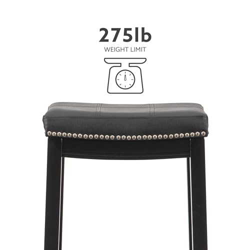 Taburete de bar Linon Claridge, Negro, 32" x 18.75" x 13" miniatura 6