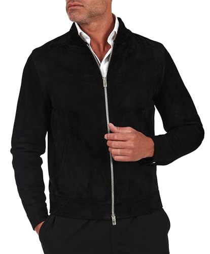 D'Arienzo Lederjacke Wildleder Herren schwarz Echtleder...
