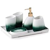 Ikuafen Bathroom Accessories Set, 6-Piece Ceramic Bath Accessory Sets with Lotion Dispenser, Mouthwa