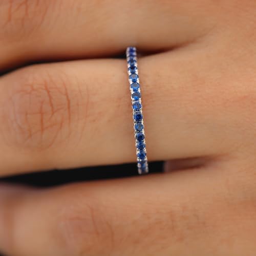 JO WISDOM Stackable Ring Eternity Bands for Women 925 Sterling Silver 1.5mm Thin Band Cubic Zirconia Half Eternity Stacking Rings Mothers Birthday Christmas Day Gifts2