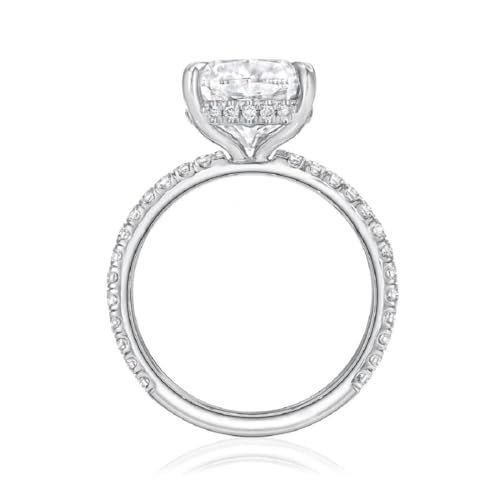 4 CT Elongated Cushion Moissanite Engagement Rings for Women Handmade Wedding Bridal Ring Set Solitaire Pave Hidden Halo Silver 10k 14k 18k Solid Gold Anniversary Promise Gifts3