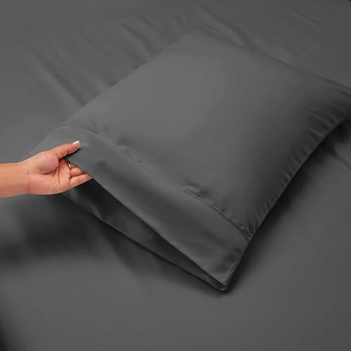 Image of Hearth & Harbor Bed Linen Set - 4Pc King Luxury Sheet Set (Charcoal Stone Gray, Microfiber) - Deep Pocket, Fits Up to 24 inch Mattress, Soft & Breathable | 4 Piece Bed Sheet Set, Ultra Soft & Breathable, Fits Up to 24 inch Mattress, Hotel Luxury