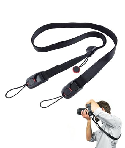 Image of NHCDFA Camera Belt, Camera Strap, Easy to Use and Carry Black Camera Belt Strap Quick Release Buckle Comfortable to W ear for All Kinds of Photography Equipment