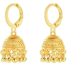 Indian Jhumki Bell Hoop Vintage Statement Earrings for Women Retro Ethnic Bohemian Hollow Jhumka Round Bells Tassel Dangle Drop Earring Bollywood Traditional Boho Gypsy Huggie Hoops Jewelry Gift